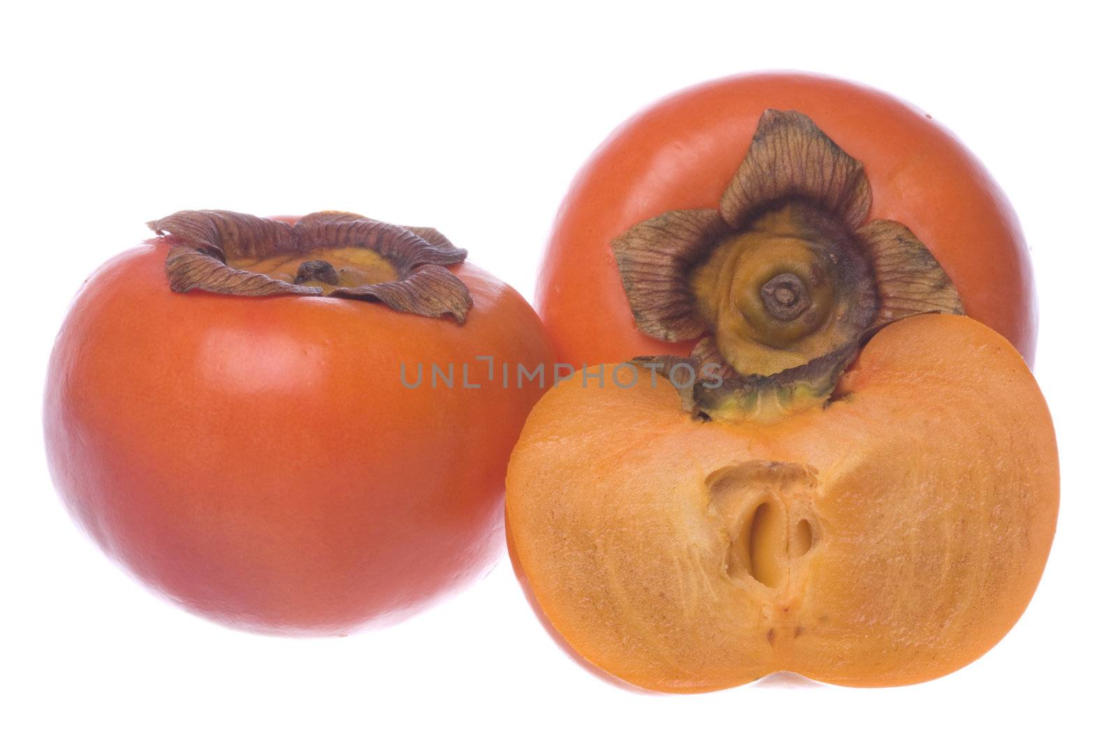 Isolated image of fresh persimmons.