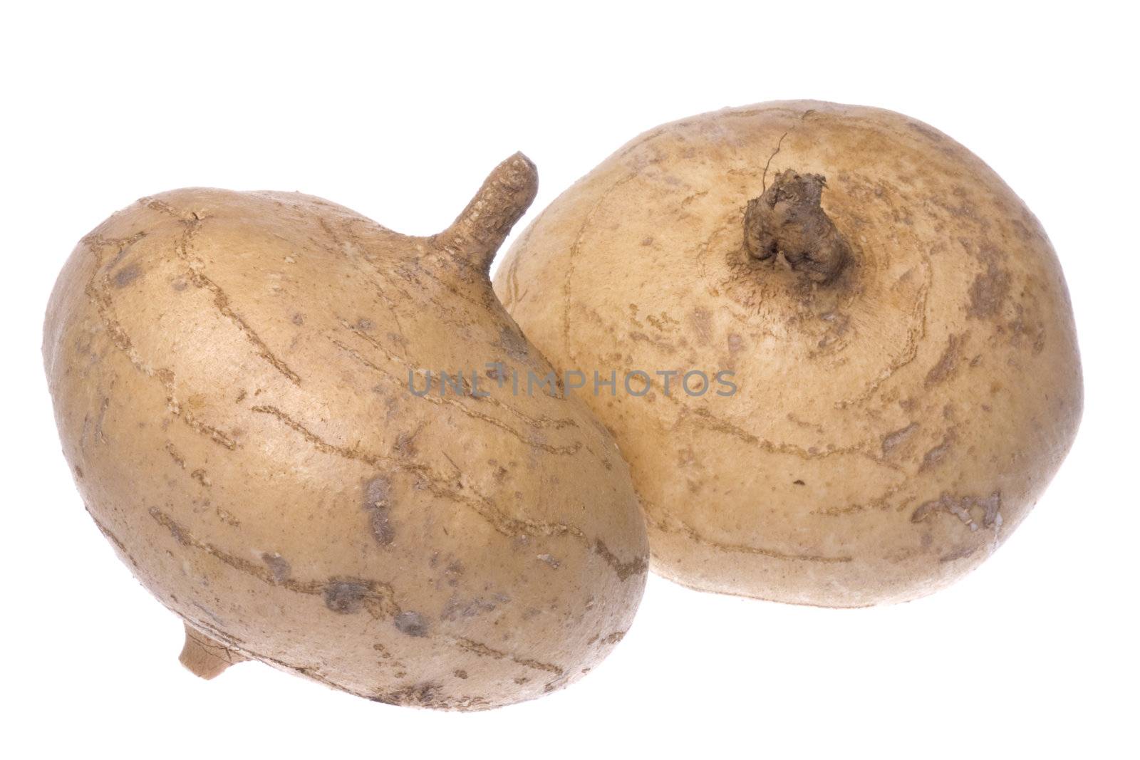 Isolated image of fresh turnips.