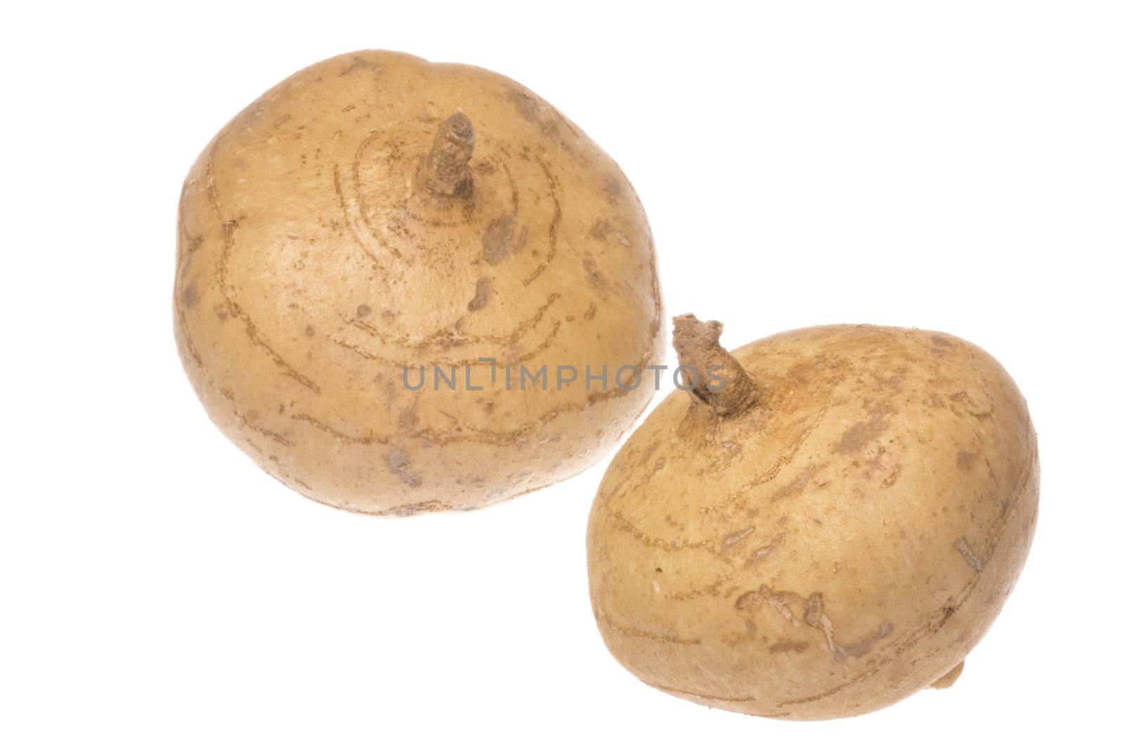 Isolated image of fresh turnips.