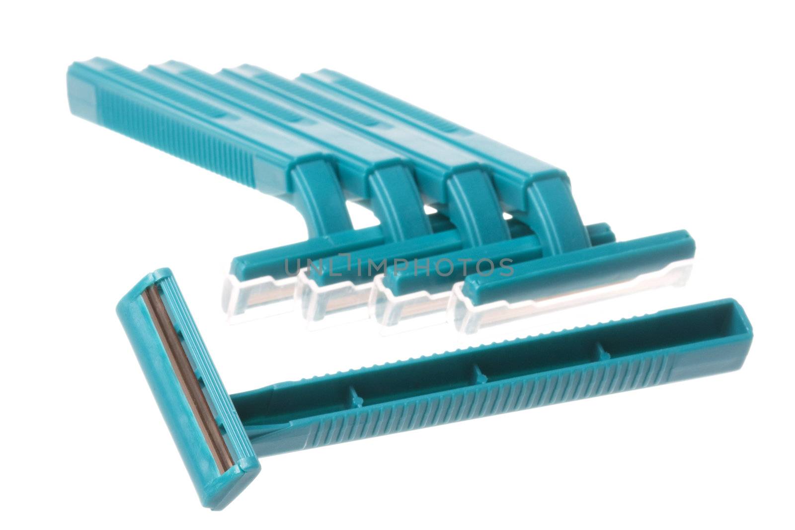 Isolated image of disposable razors.