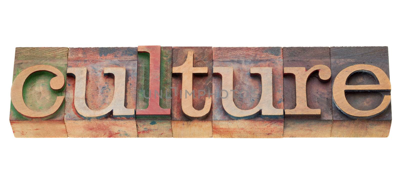 culture - isolated word in vintage wood letterpress printing blocks