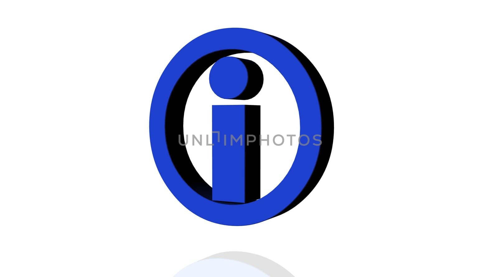 Blue icon of information in white background