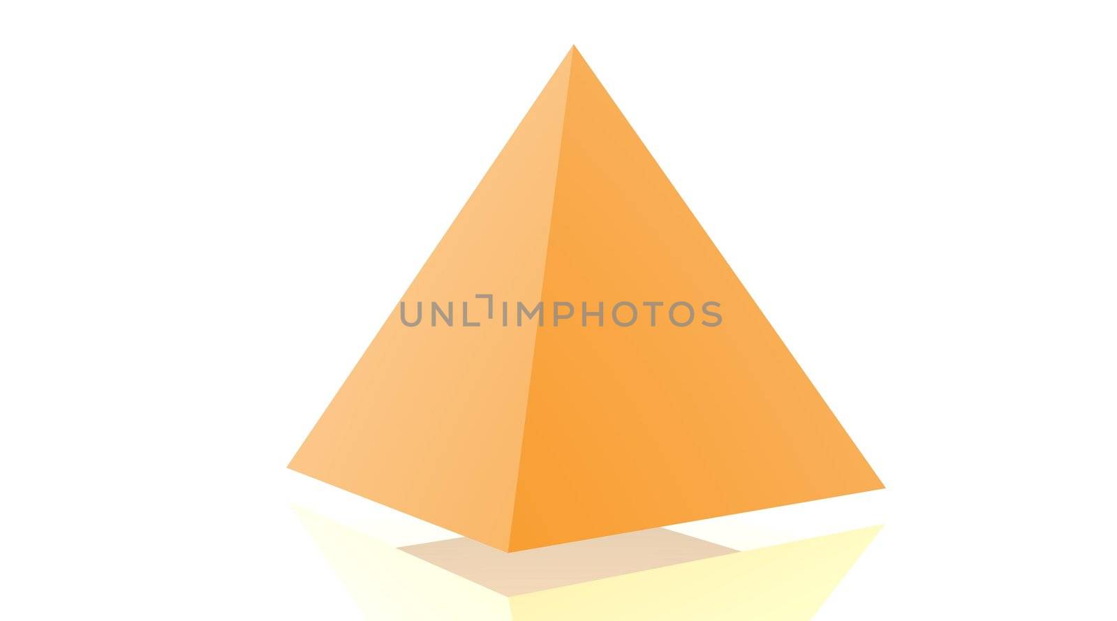 Orange pyramid with a little shadow under and white background