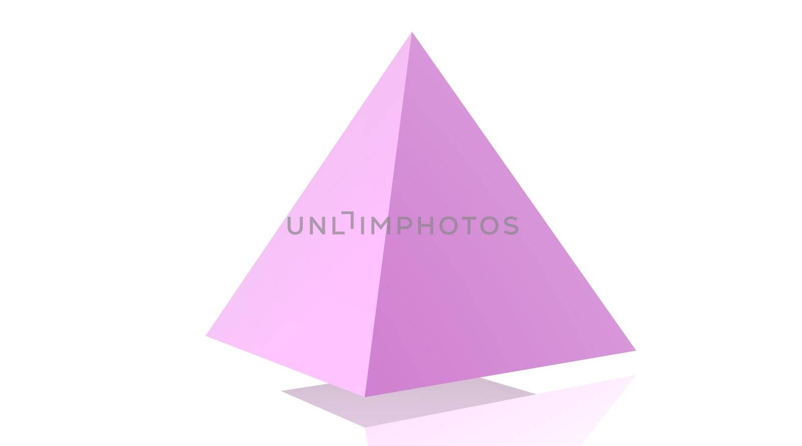 Pink pyramid with a little shadow under and white background