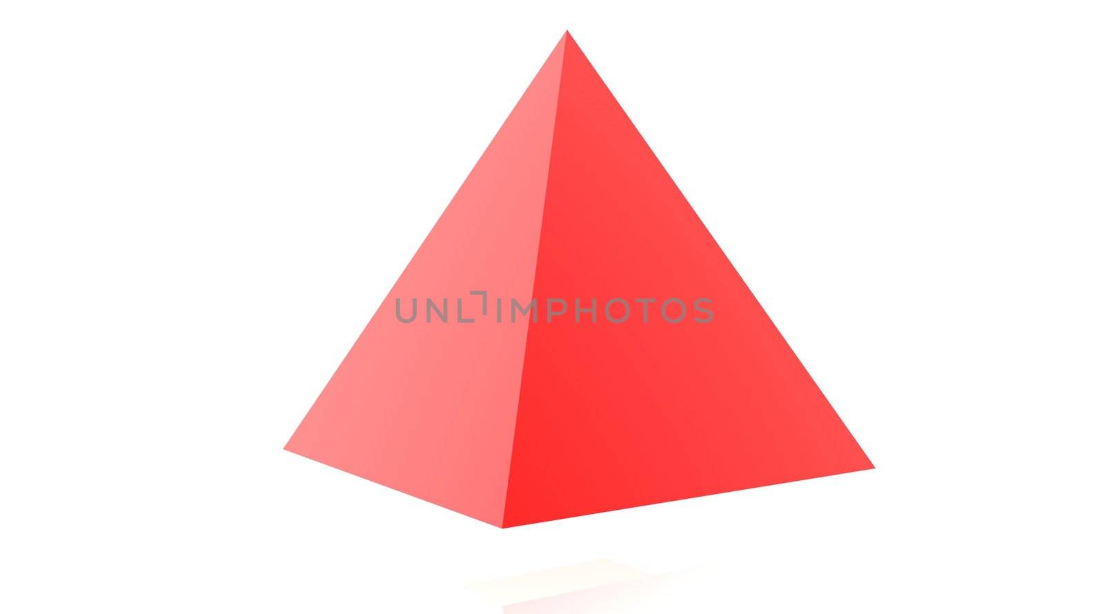 Red pyramide in white background