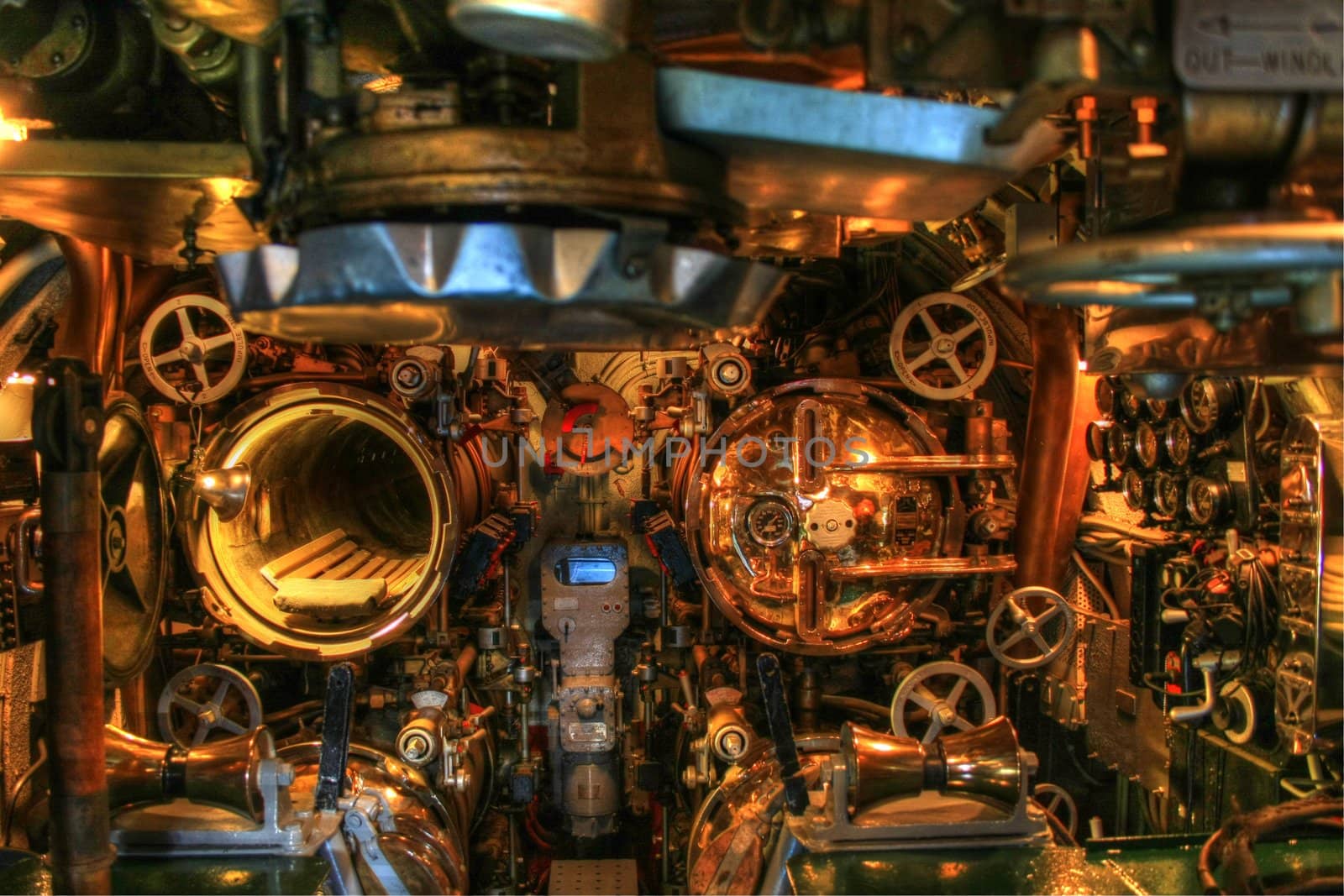 the torpedo bay of an old submarine