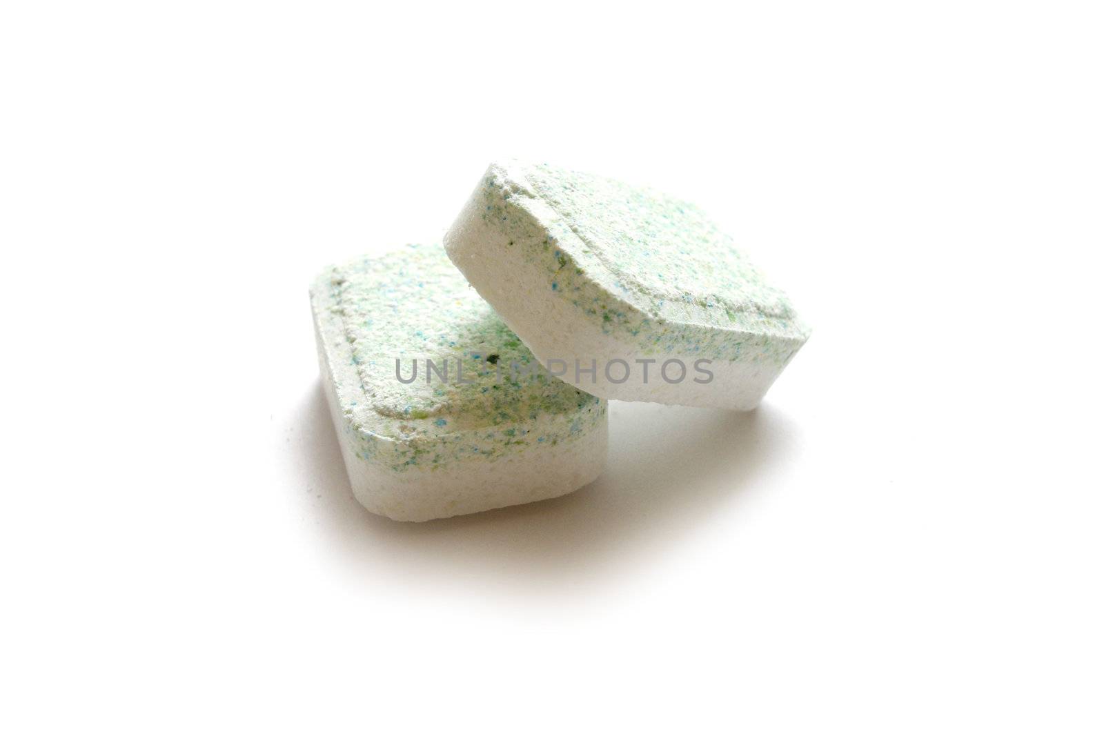 Dishwasher tablets isolated on white