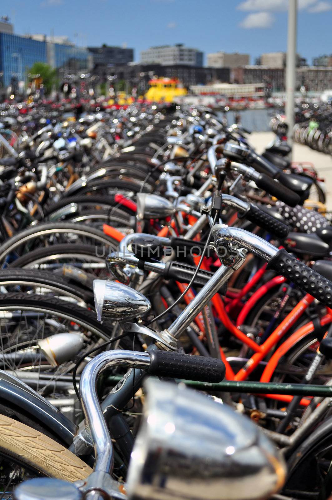 Bicycles, one of the most popular means of transportation in Amsterdam.