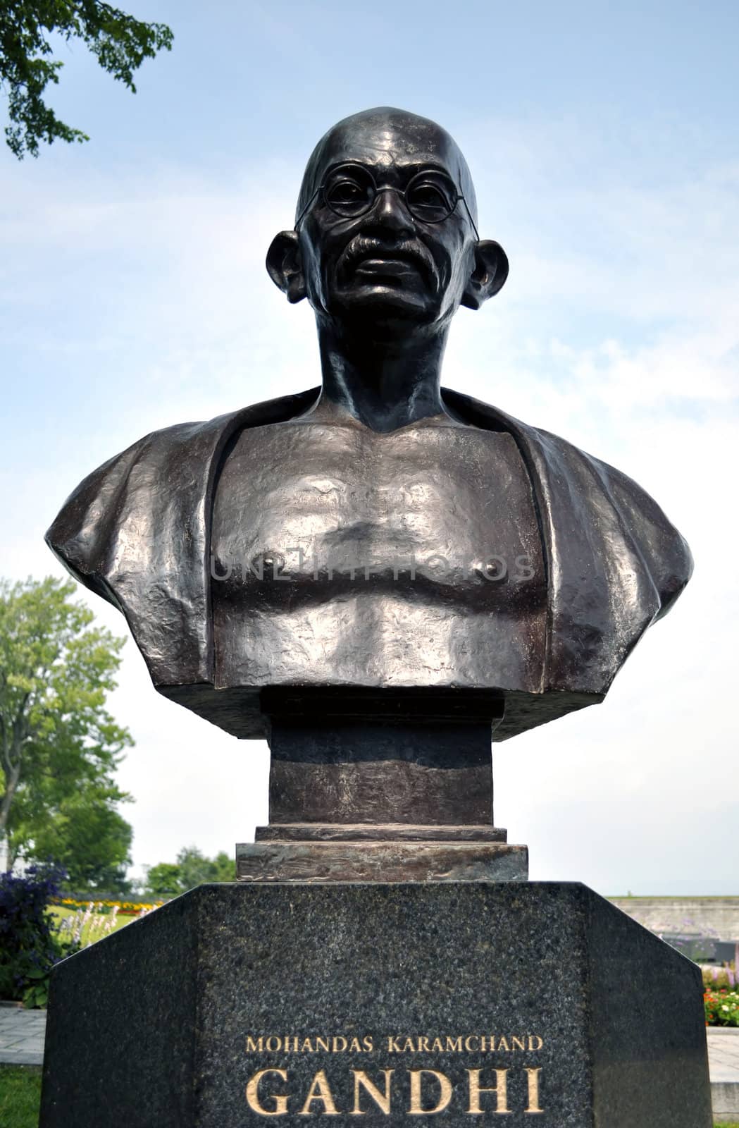 Monument to Mahatma Gandhi in Quebec City.