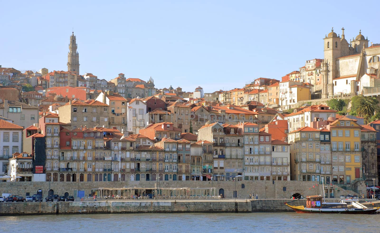 View of Ribeira embankment in Porto, Portugal