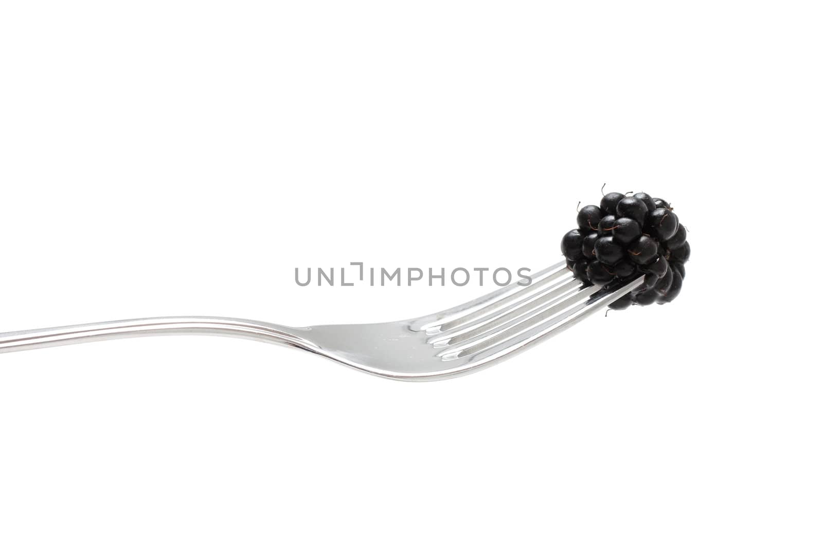 Blackberries on a fork ready to eat