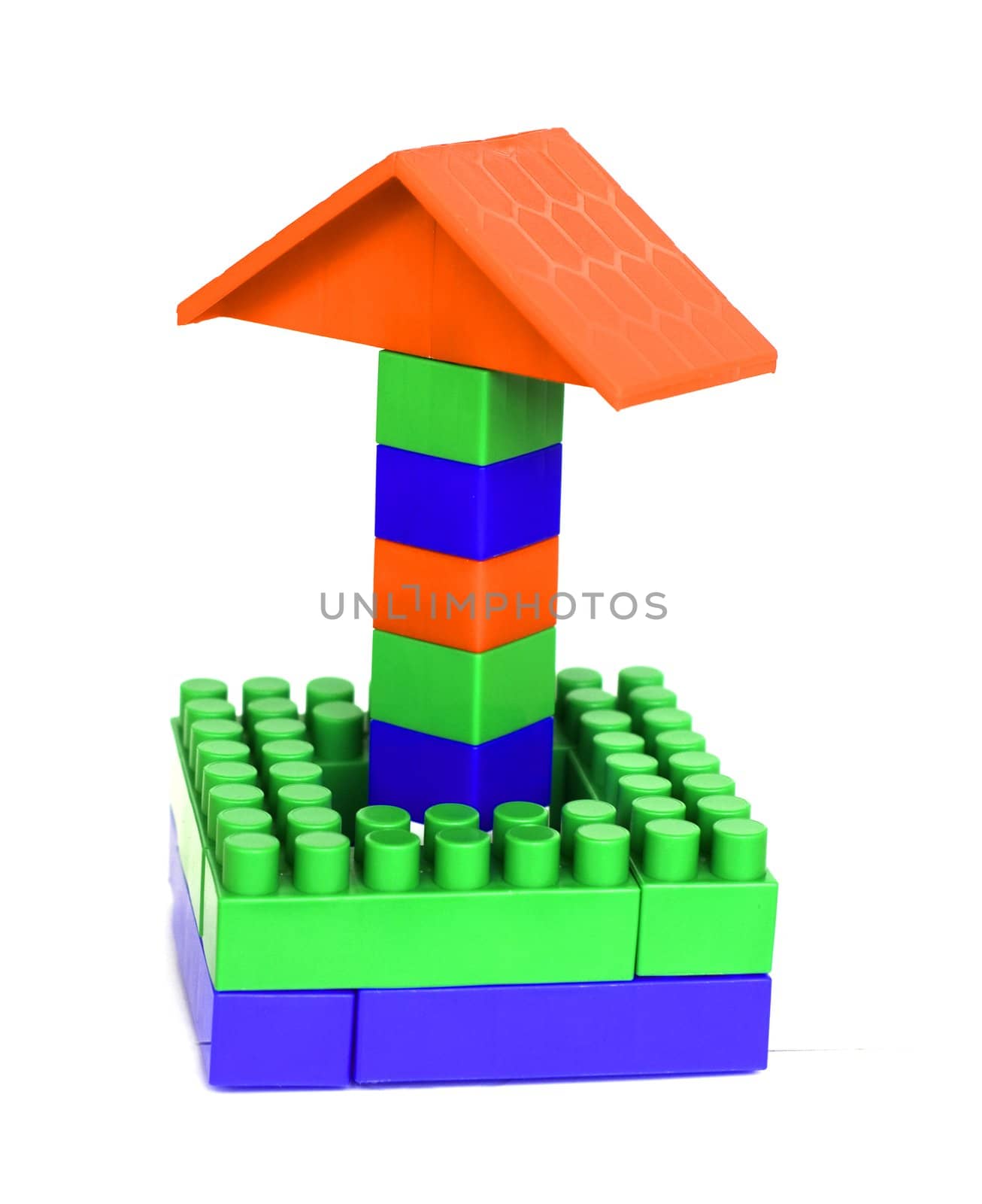 Bright plastic blocks and game and development of the child