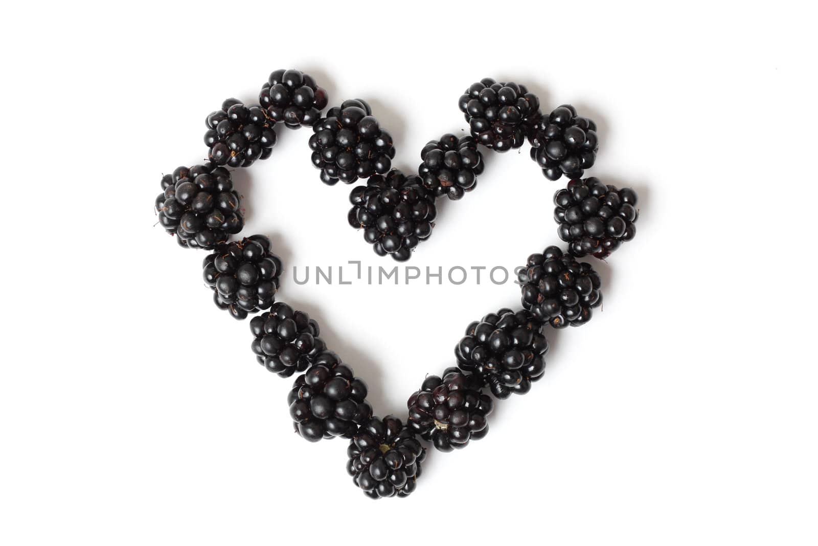 Blackberries in a beautiful heart shape