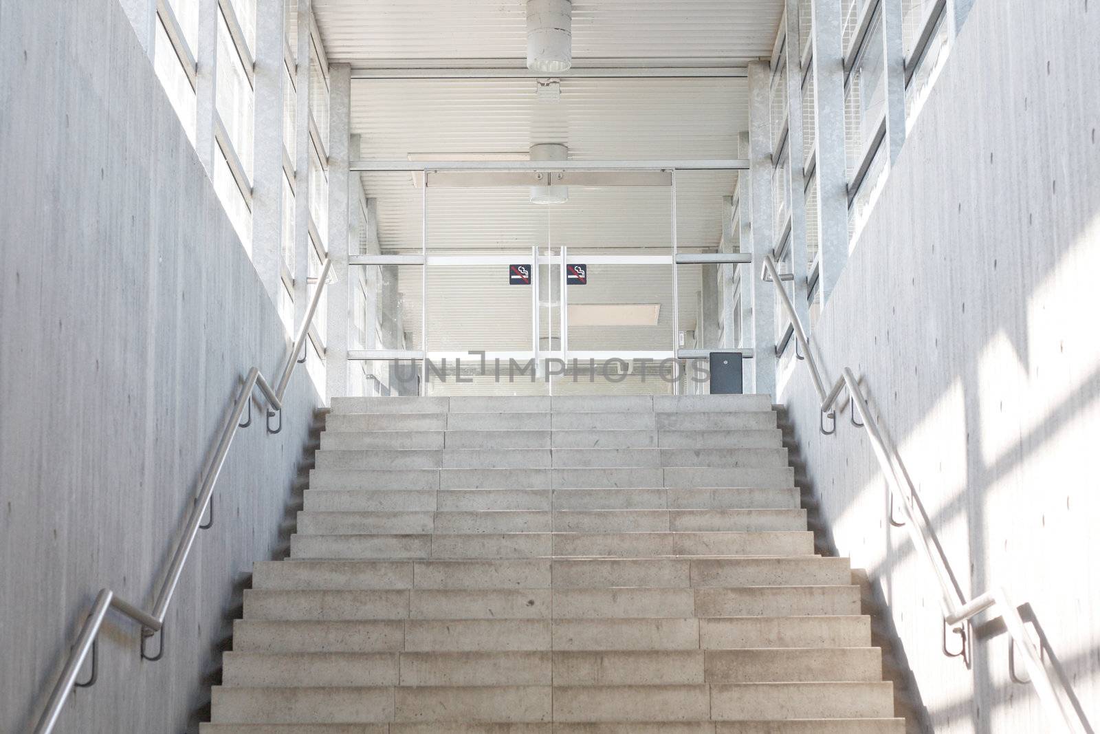 Stairs in a public transportation building