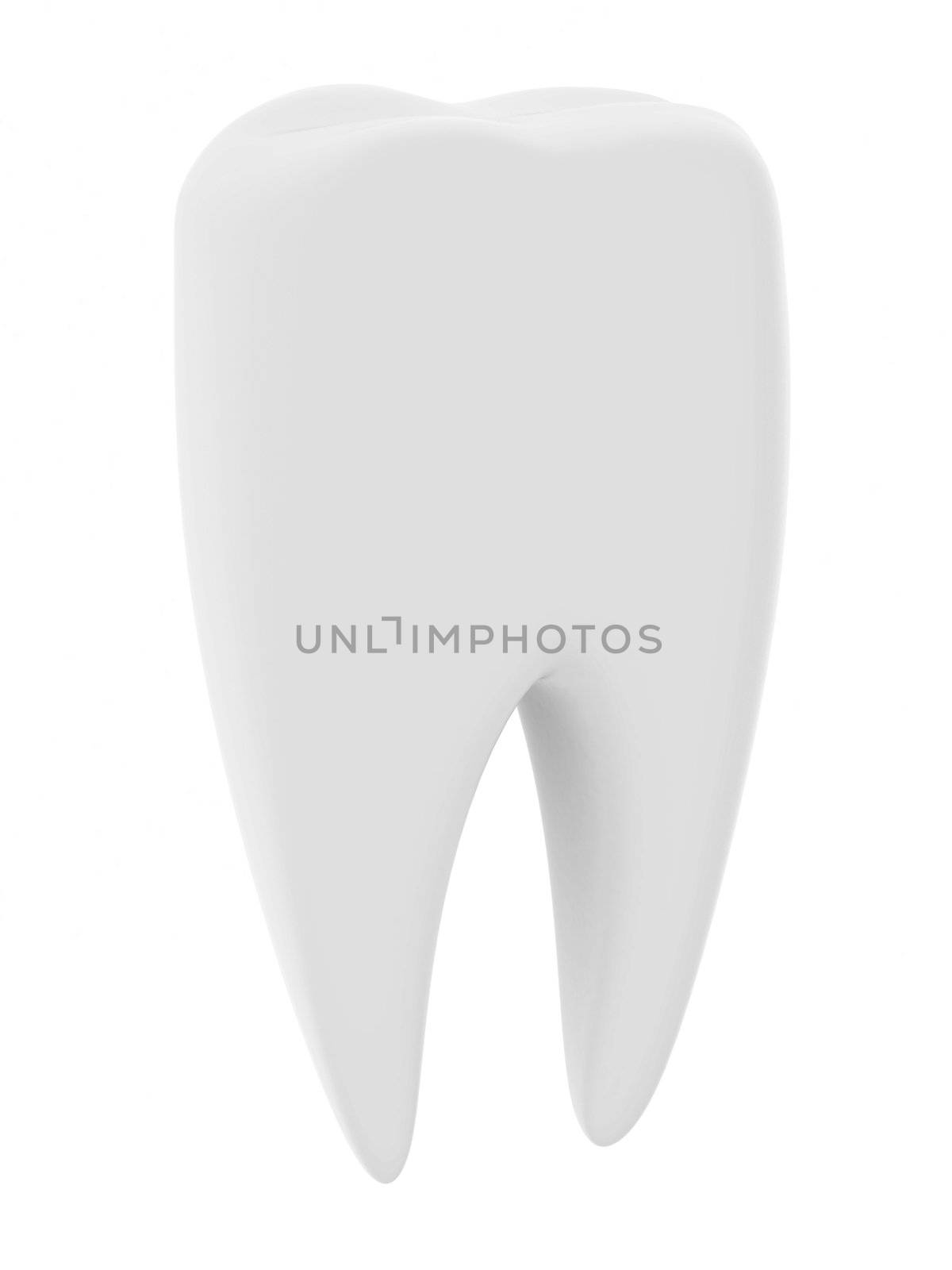 Tooth isolated on white background. High resolution 3D image