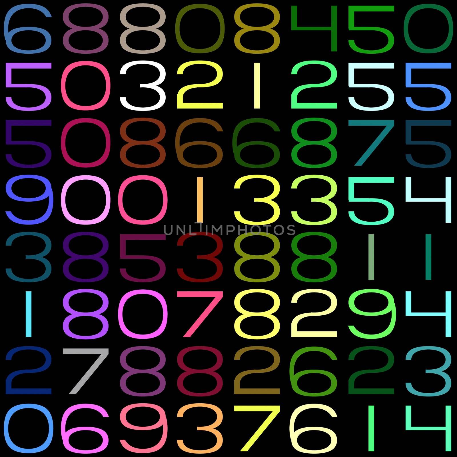 seamless texture of random numbers in bright colors