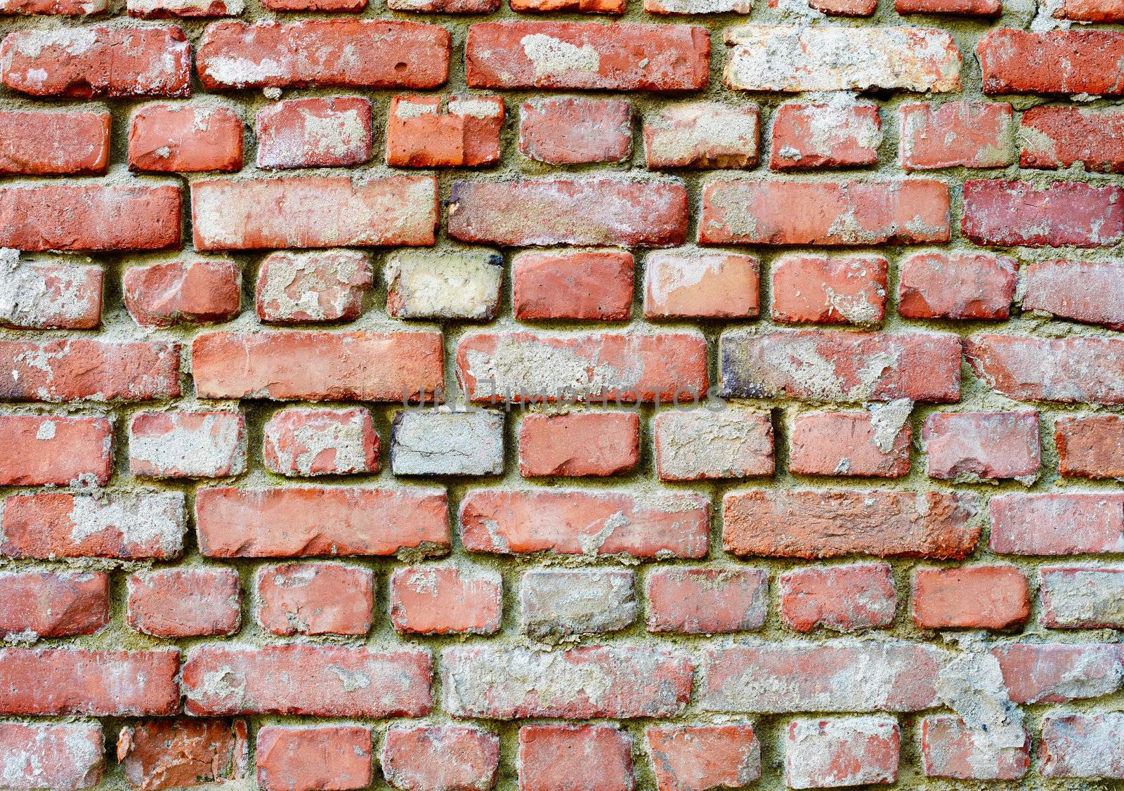 Red brick wall - an architectural background in retro style