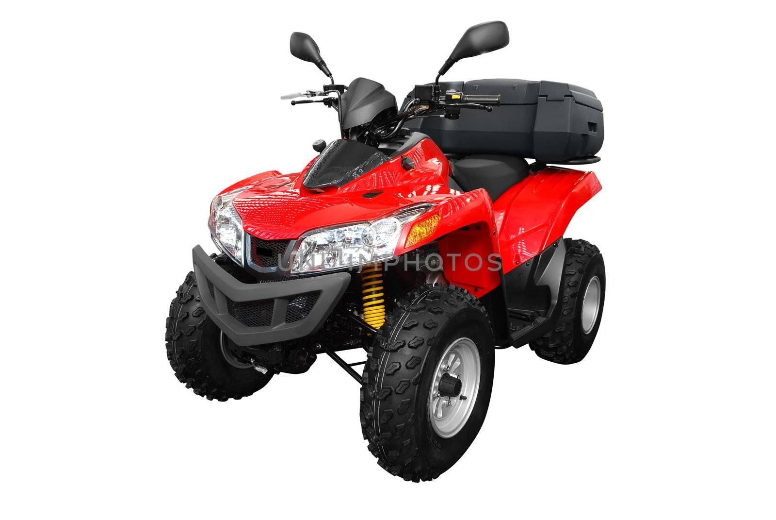 4x4 atv with trunk isolated on white