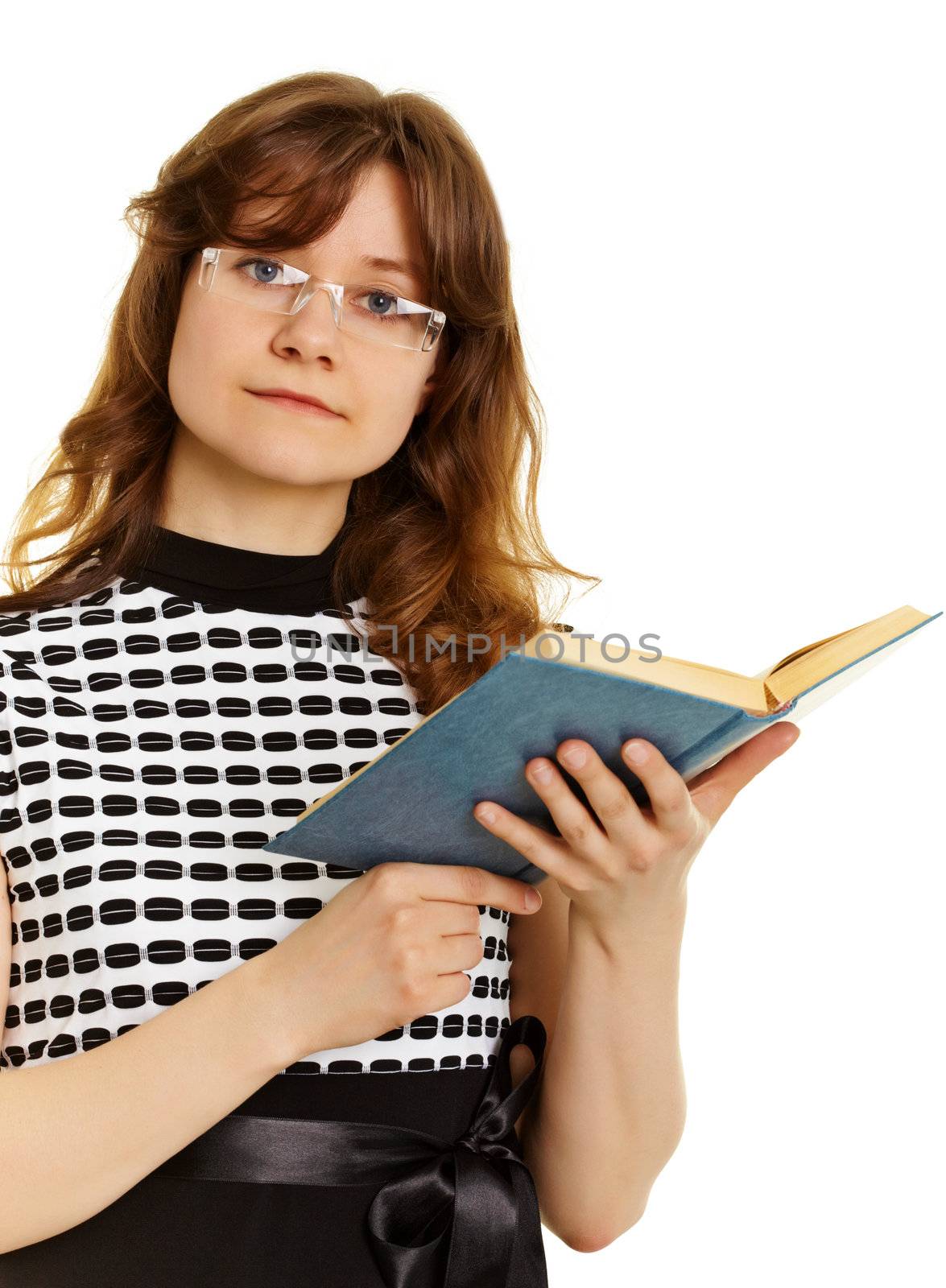 Young woman in glasses with  textbook by pzaxe