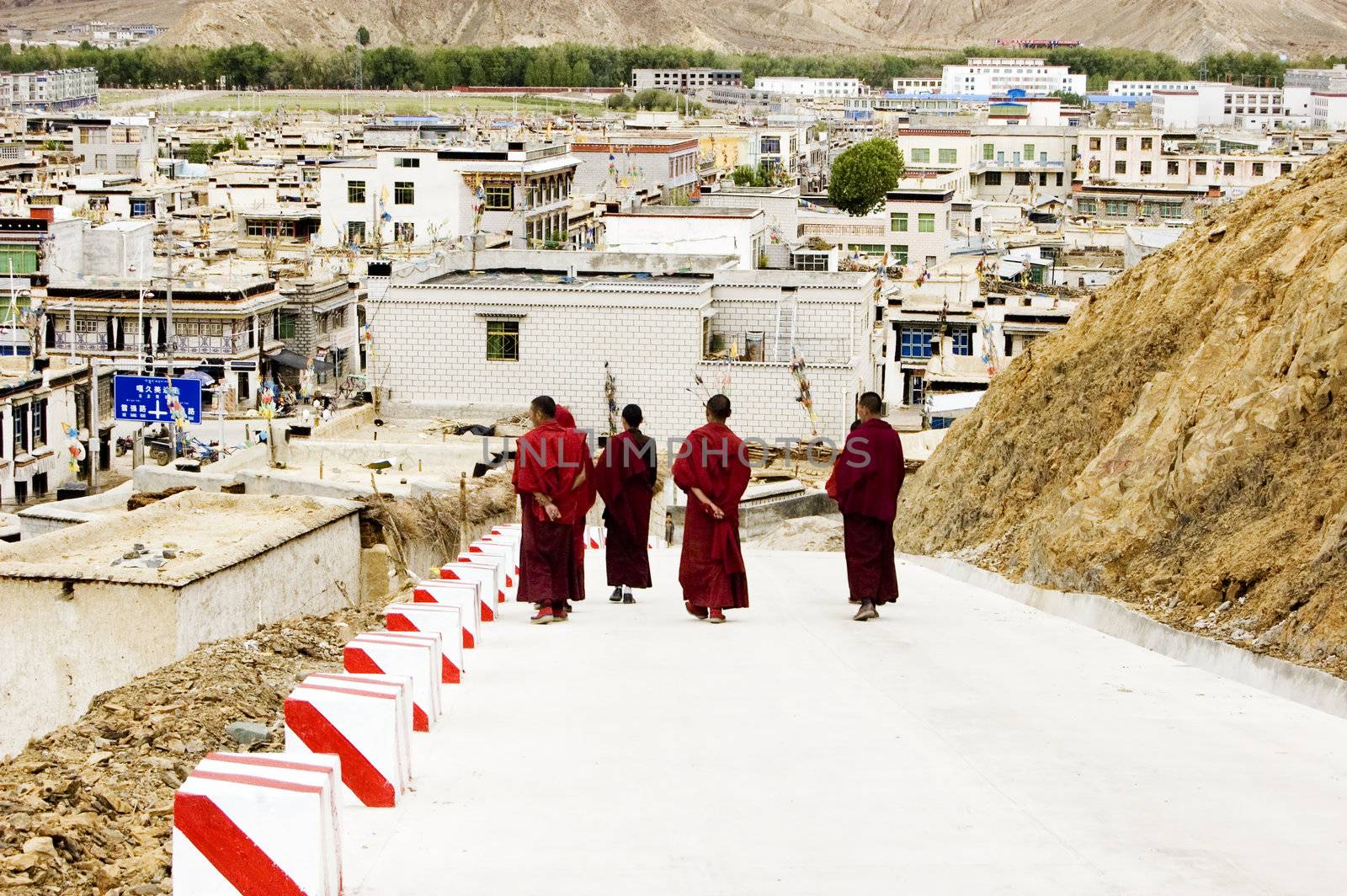 few monks walking

