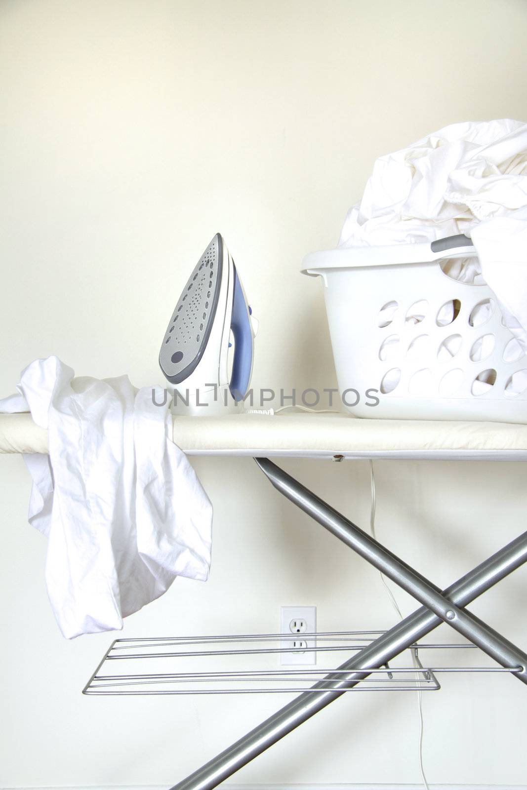 Still life of laundry on ironing board 