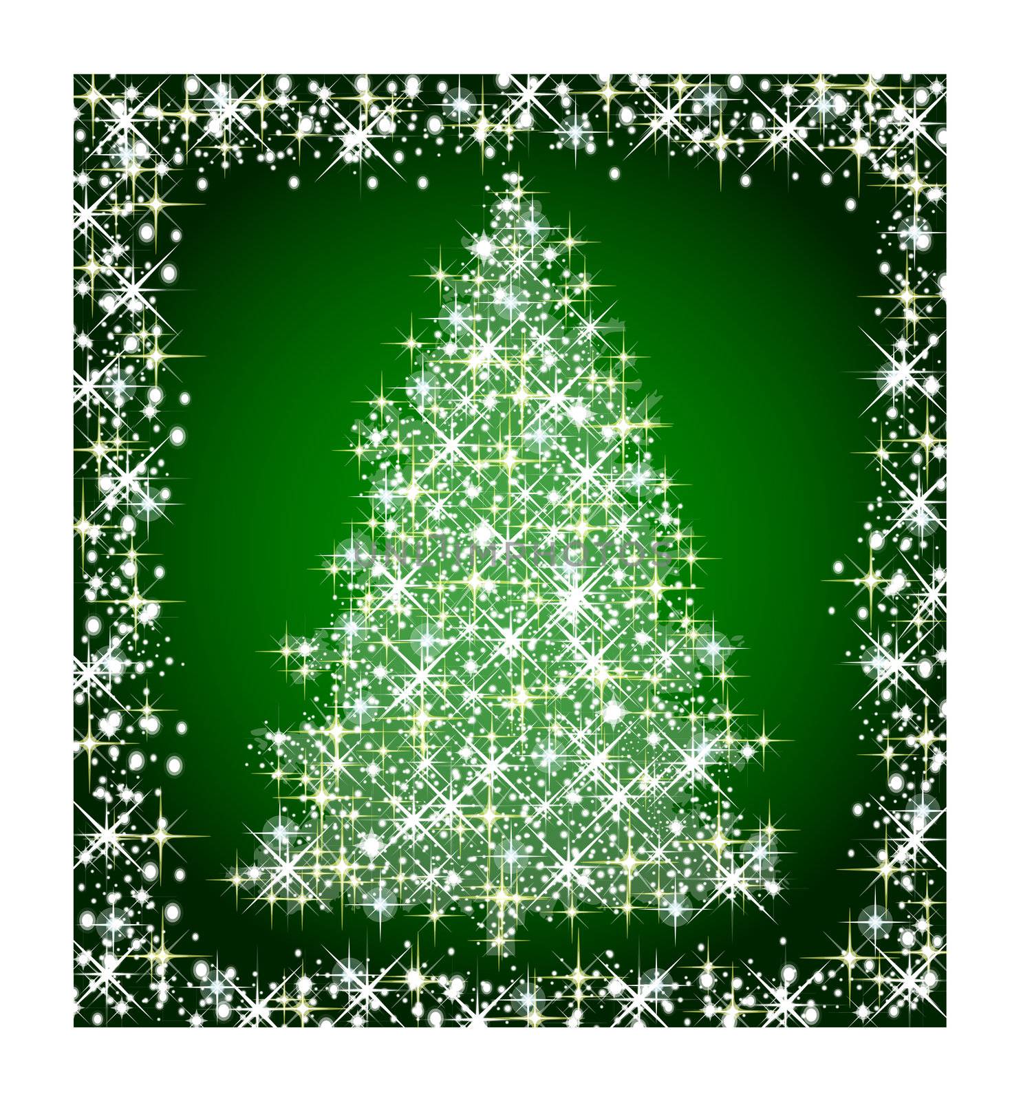 illustration of a christmas star tree on green background