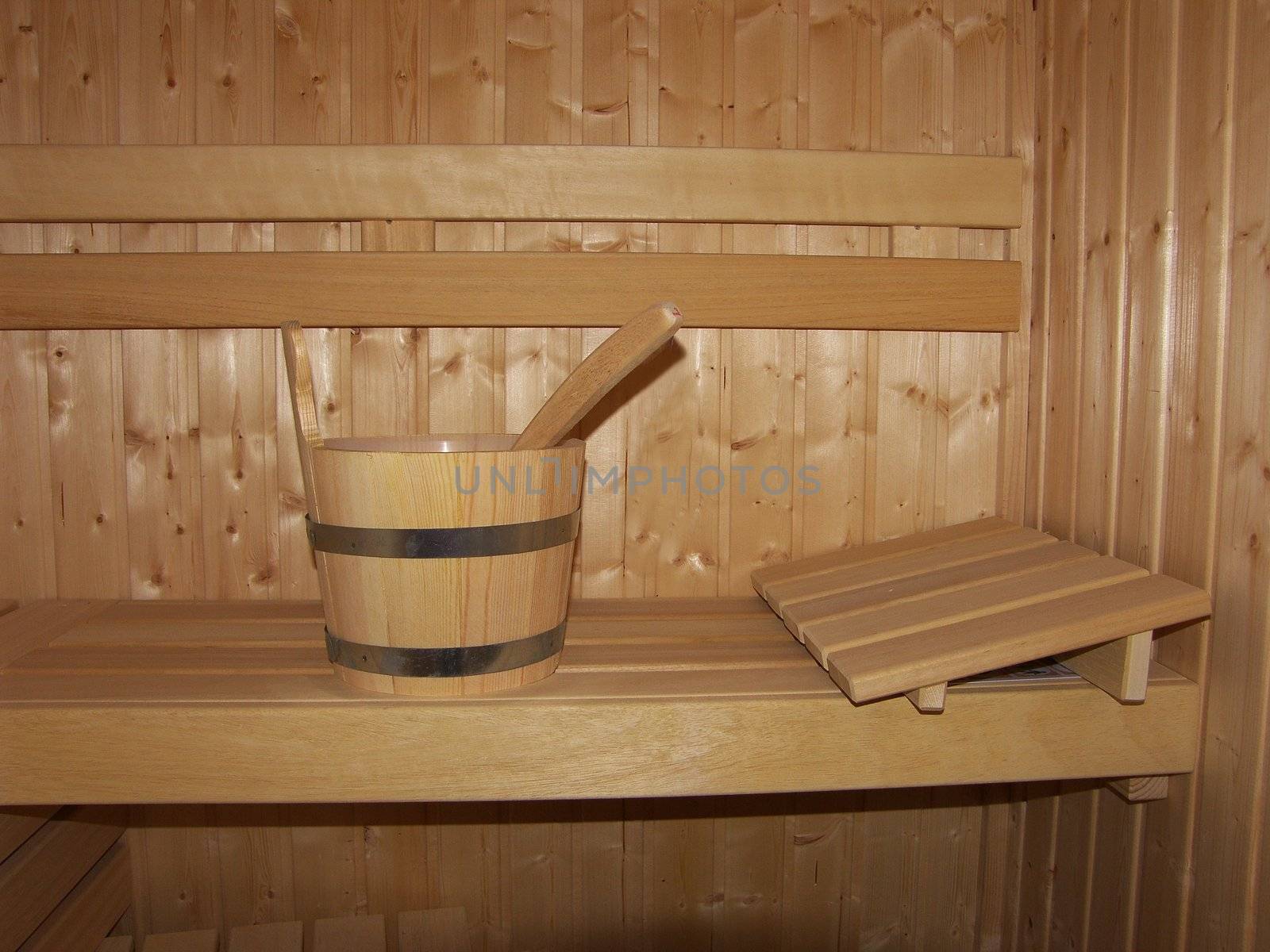 Interior of a wooden sauna
