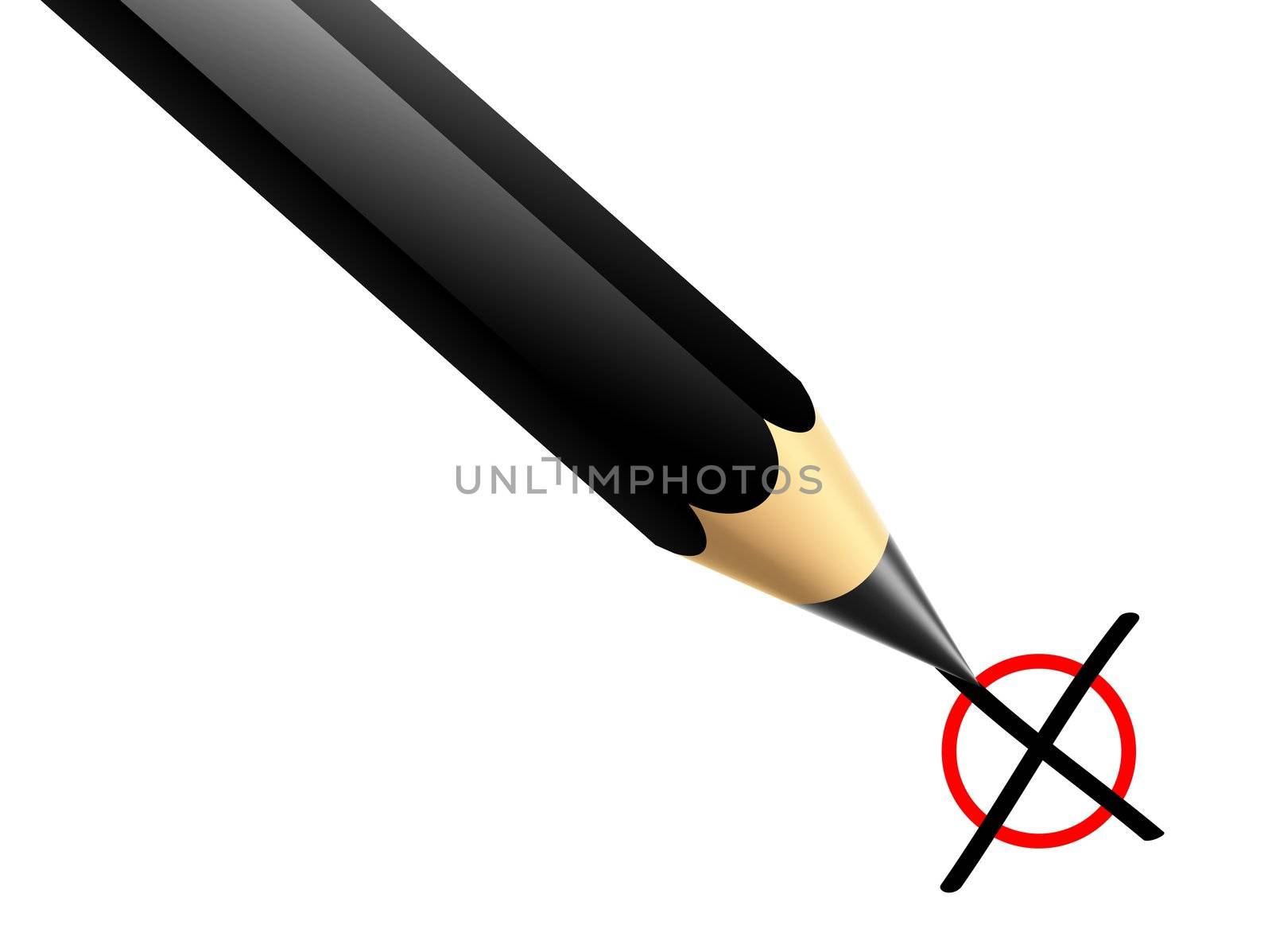 a Illustration of a pencil marking x