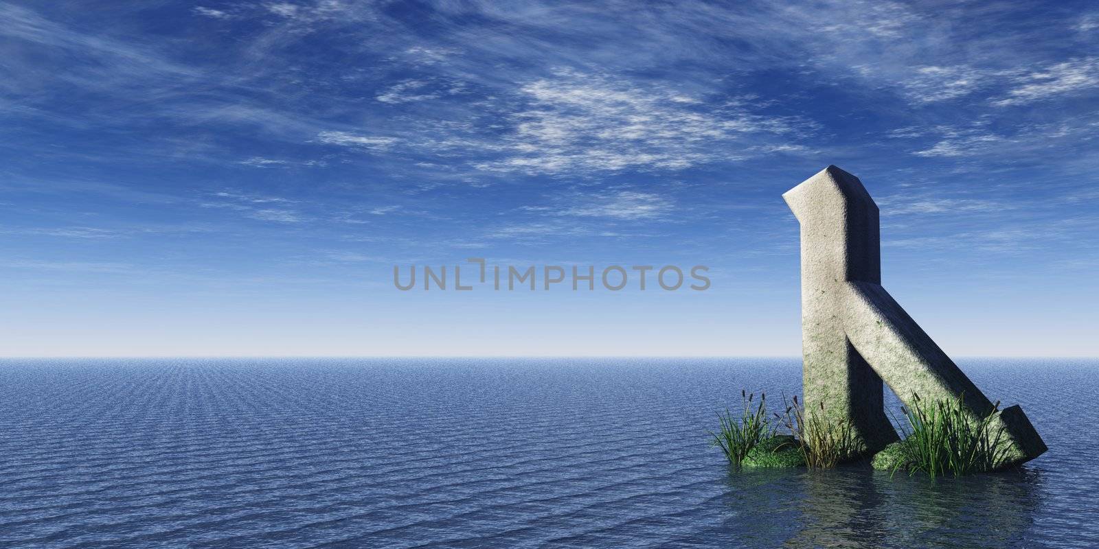 viking rune rock at the ocean - 3d illustration