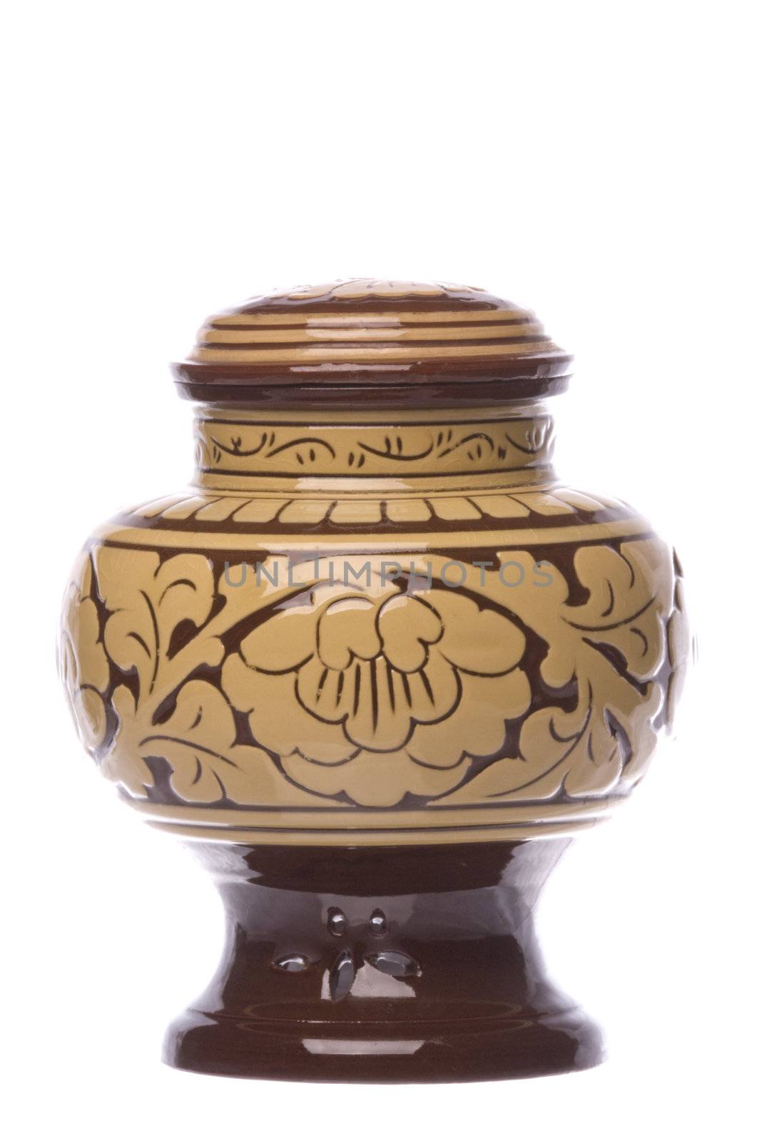 Isolated image of a soy bean urn.