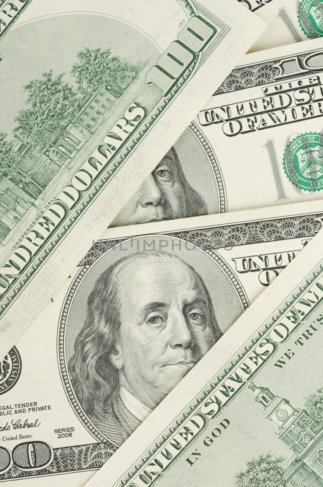 Close up view of pack dollar banknotes