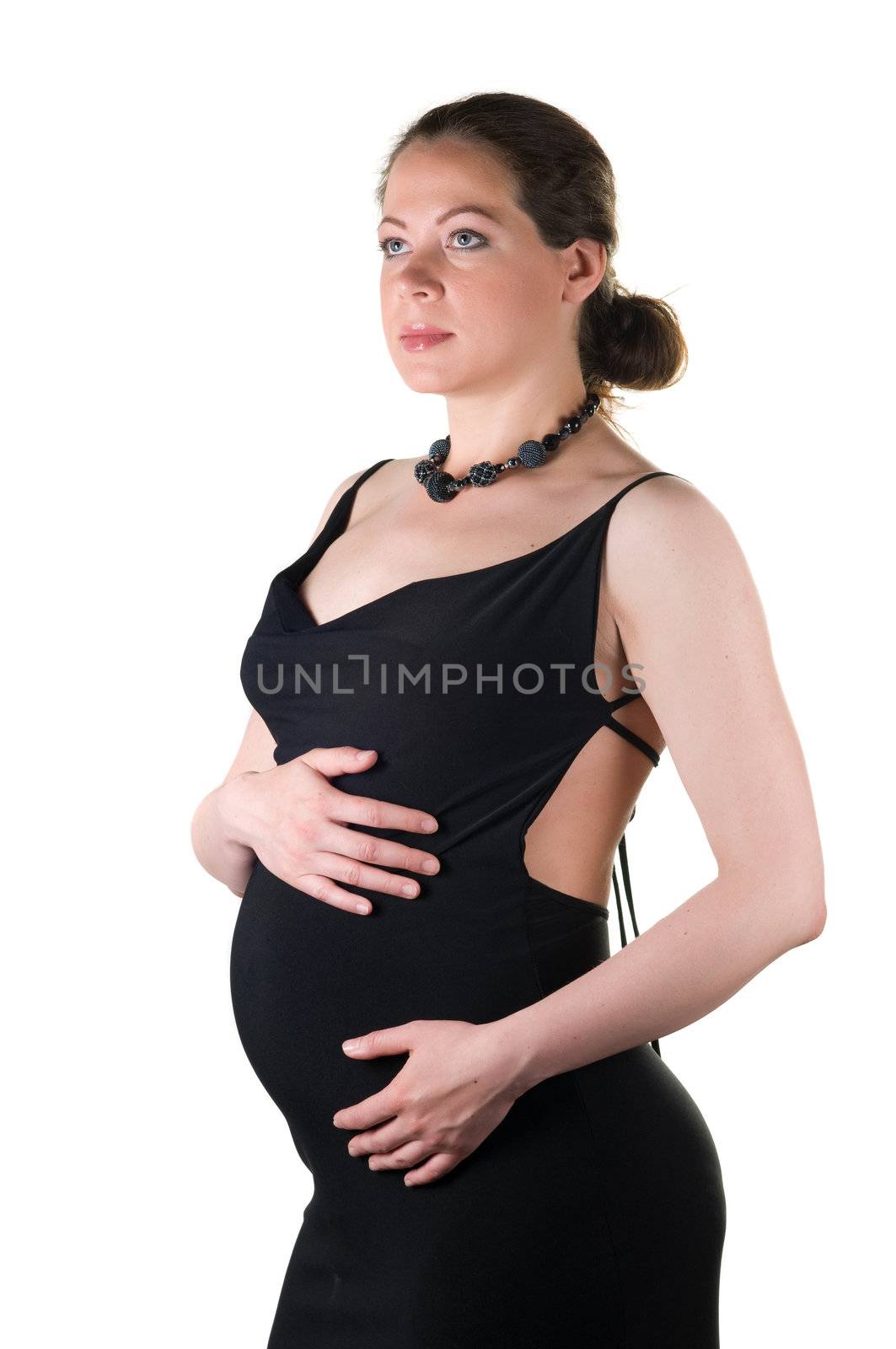 Shot of beautiful pregnant woman isolated on white