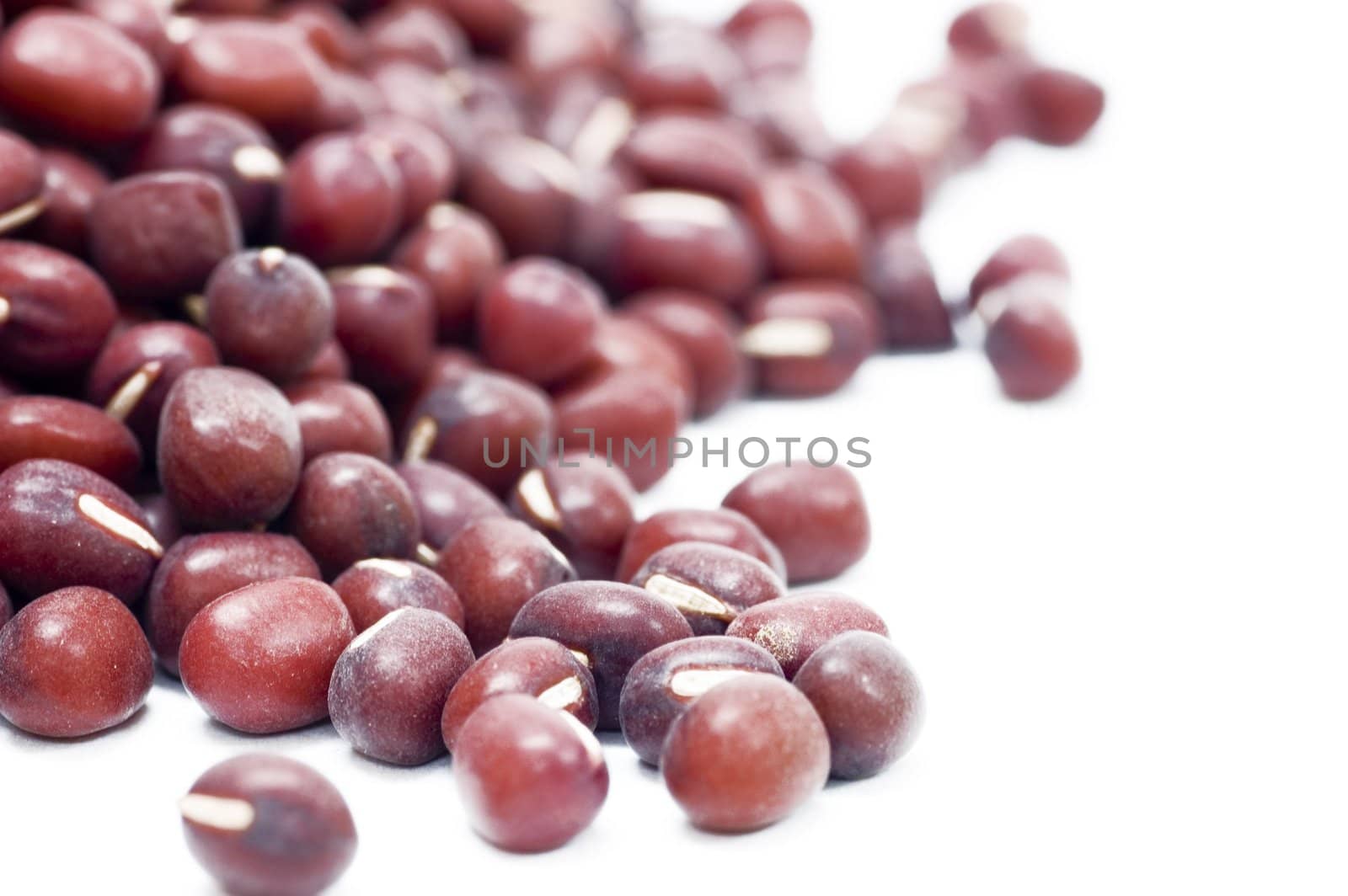 Organic Dried Adzuki Beans on white background