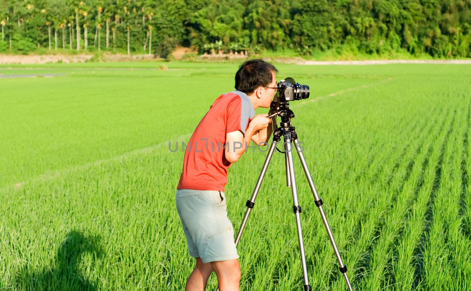 Here was a photographer man stood in the countryside.