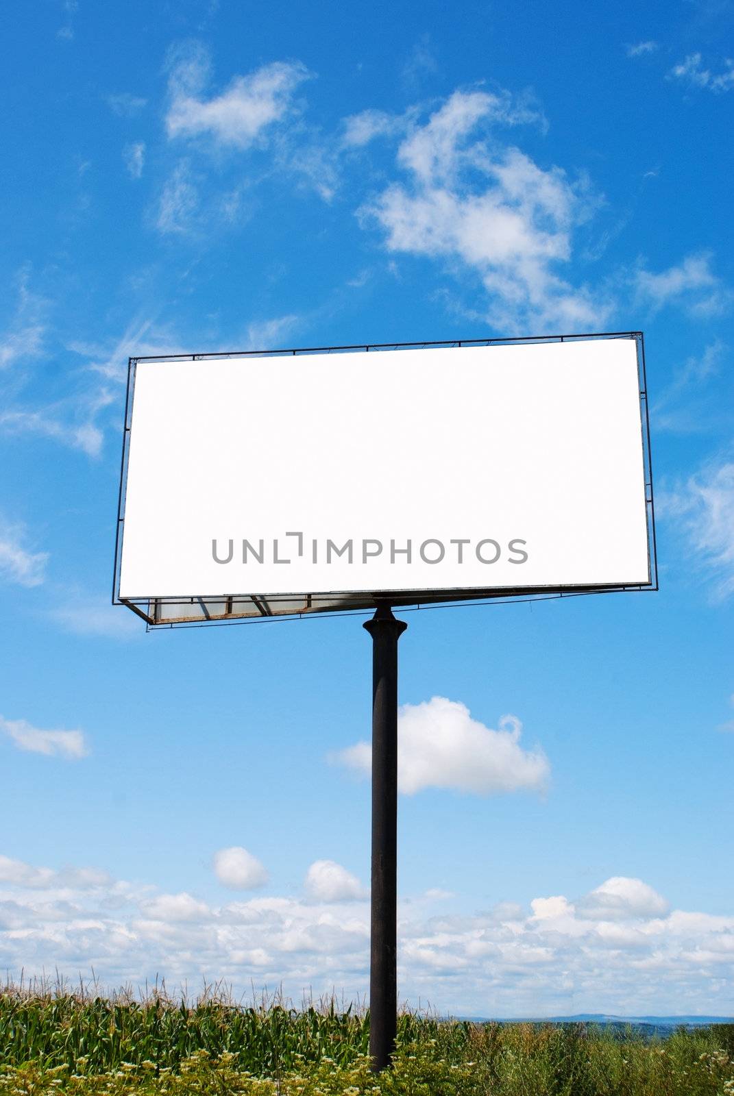 Billboard with a copy space at a field