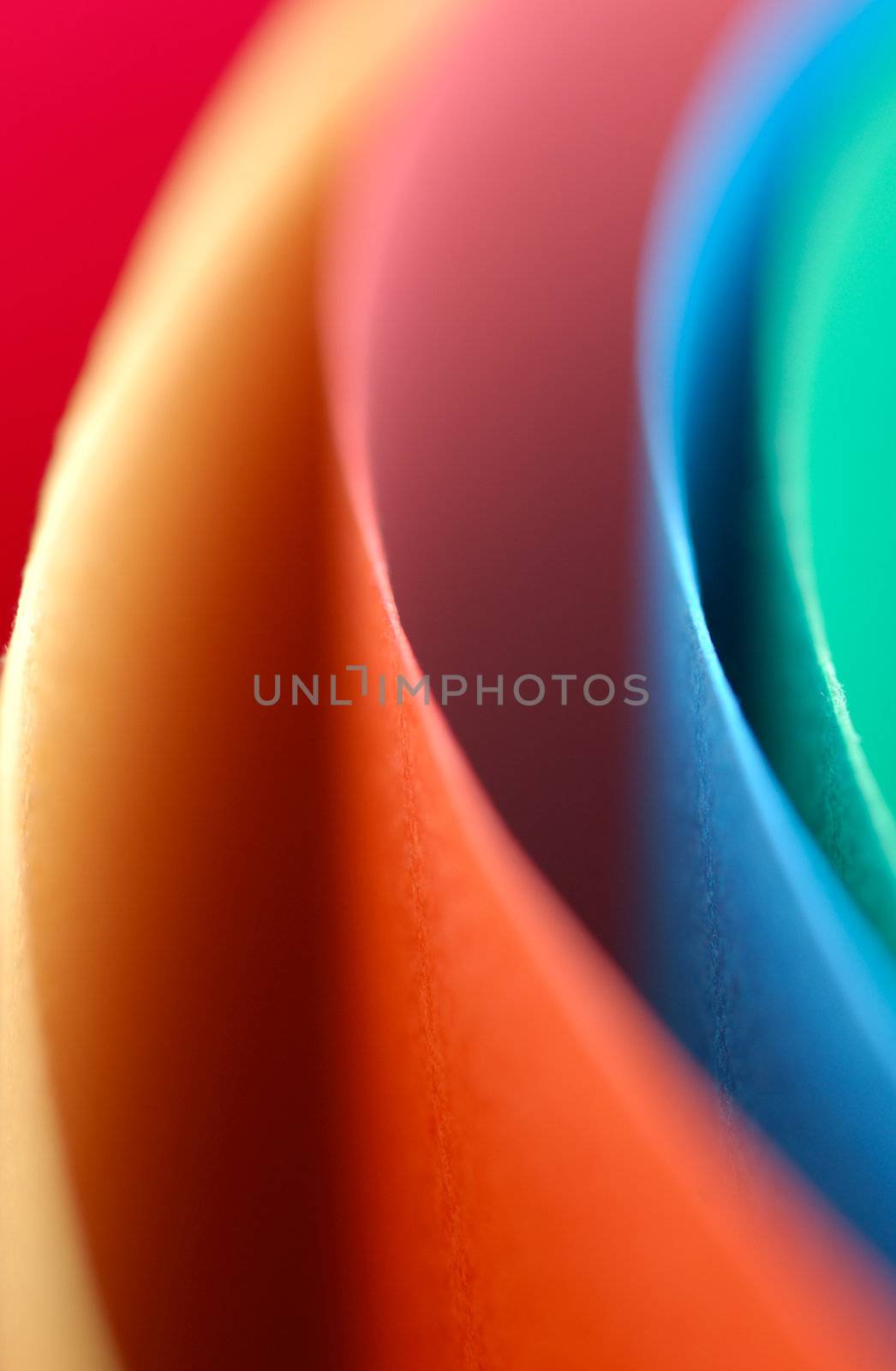 Abstract image created from coloured pieces of board and shot with a shallow depth of field