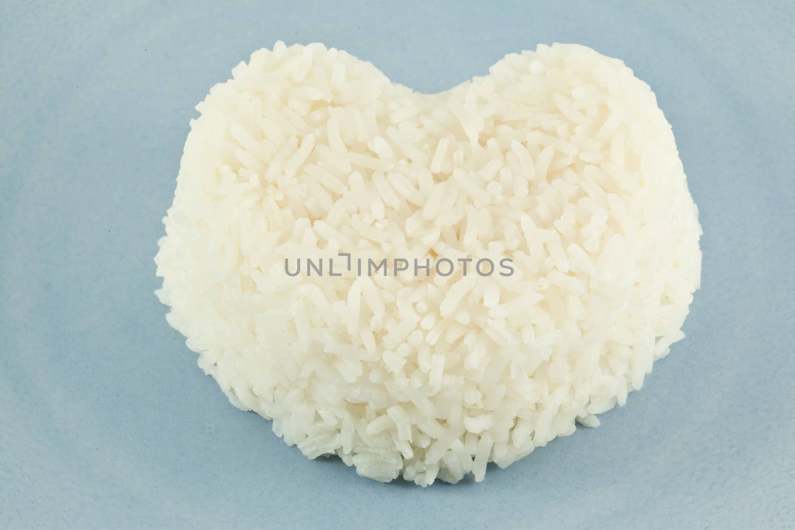 close up Heart shaped white rice