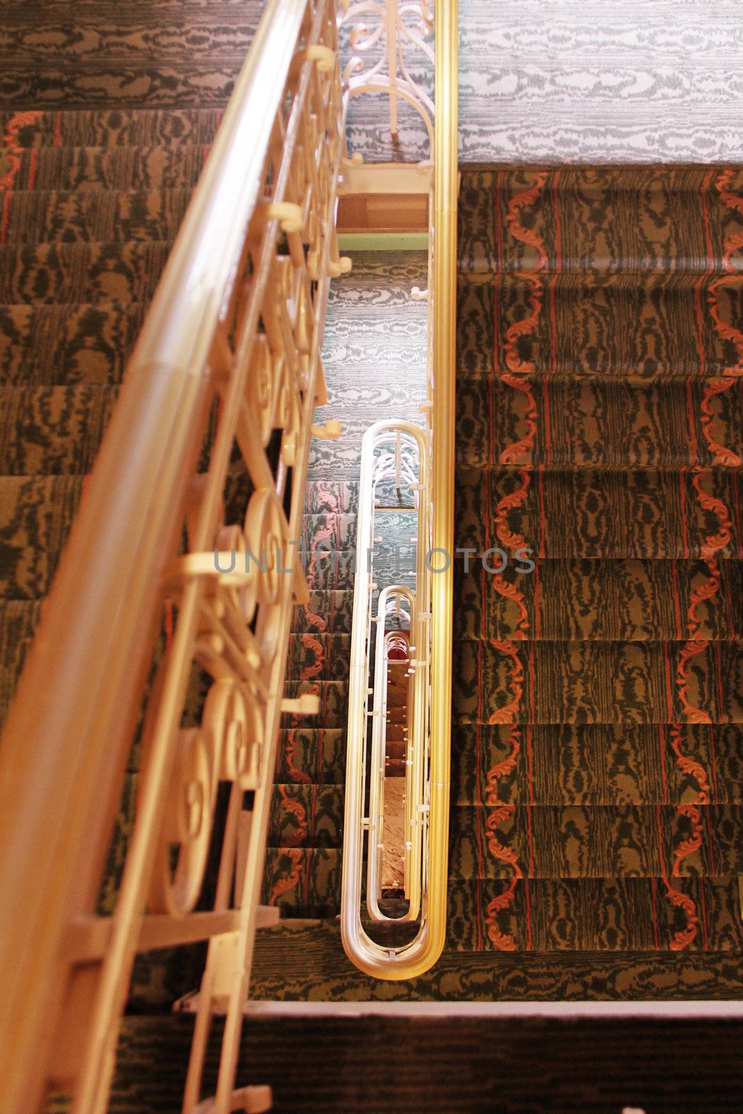 old style stairs with carpet retro look