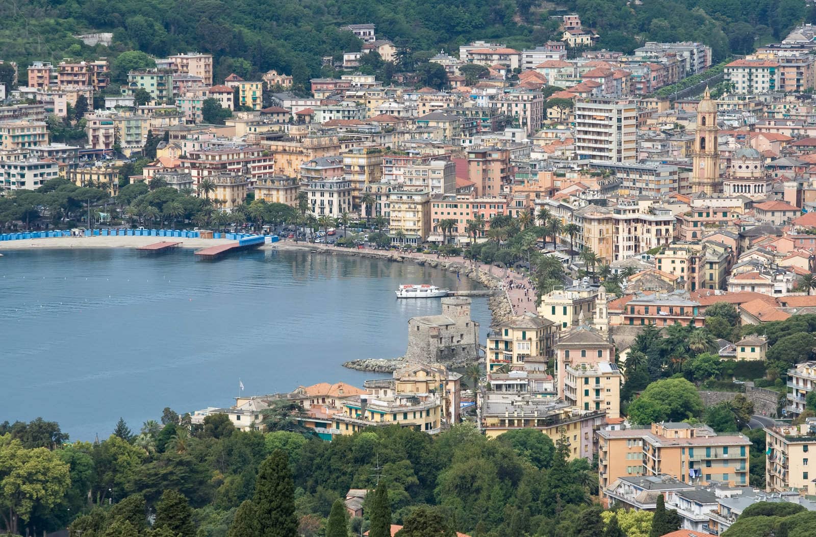 houses and promenade of Rapallo, famous small town in Liguria, near Genova, Italy
