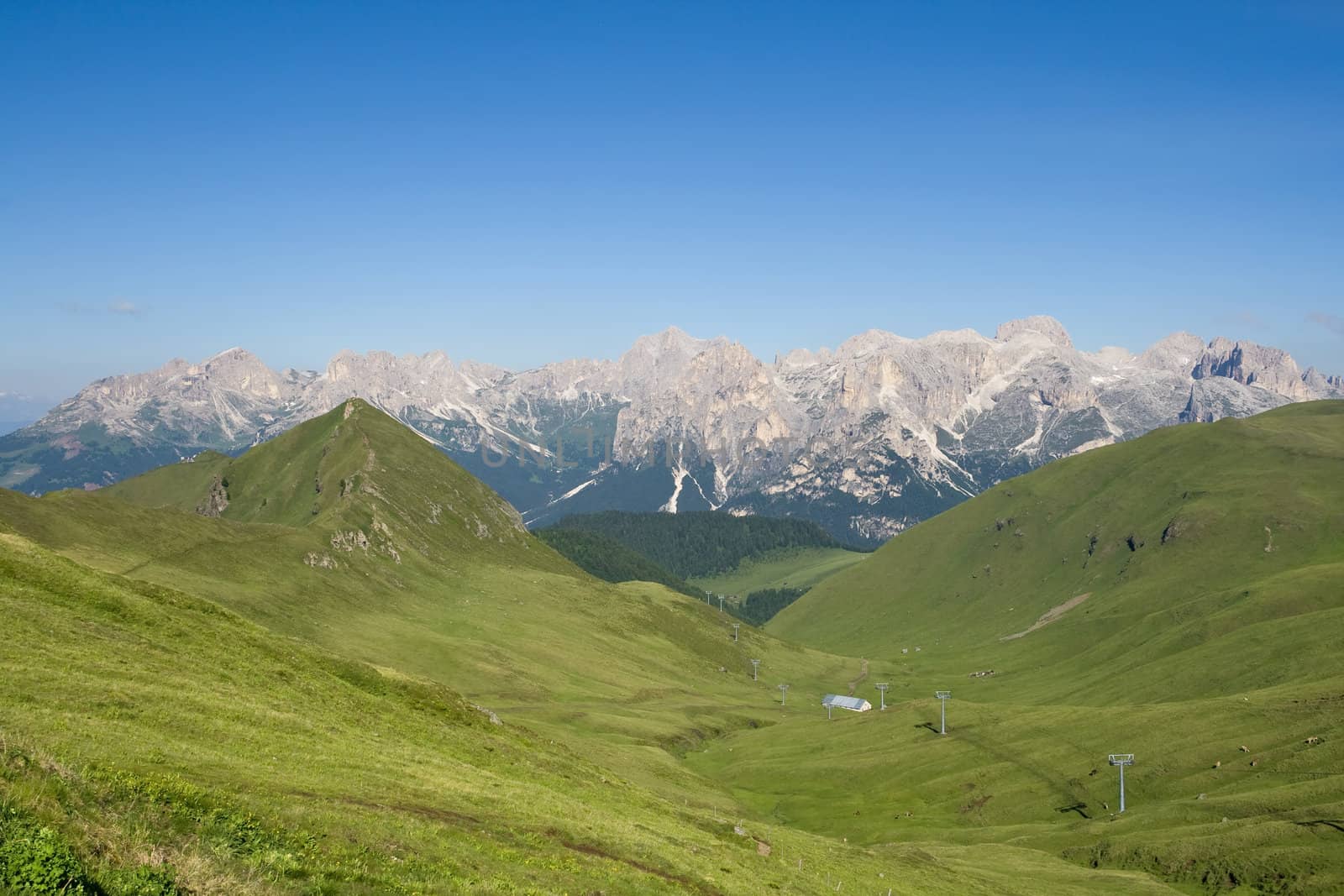 Summer view of italian dolomites in val di fassa, Trentino