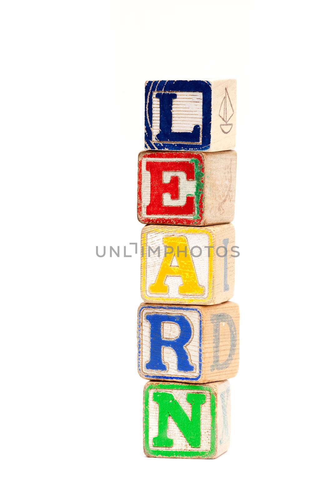 The word learn with wooden baby blocks