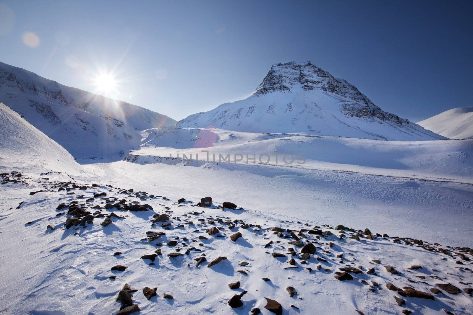 Mountain landscape on the island of Spitsbergen, Svalbard, Norway