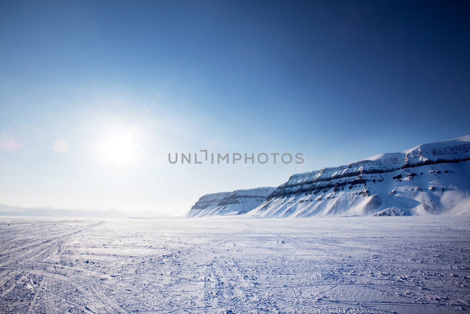 A panorama landscape on Spitsbergen Island, Svalbard, Norway