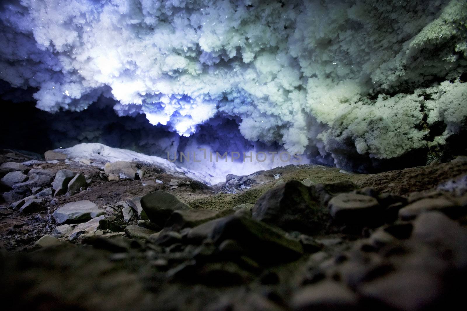A dark and mysterious snow ice cave - A glacial grotto