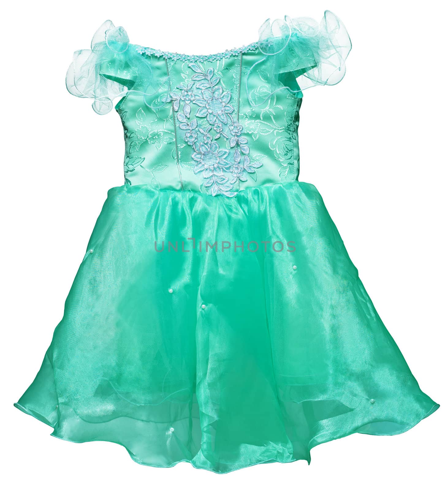 Simple green dress for little girl on white by pzaxe