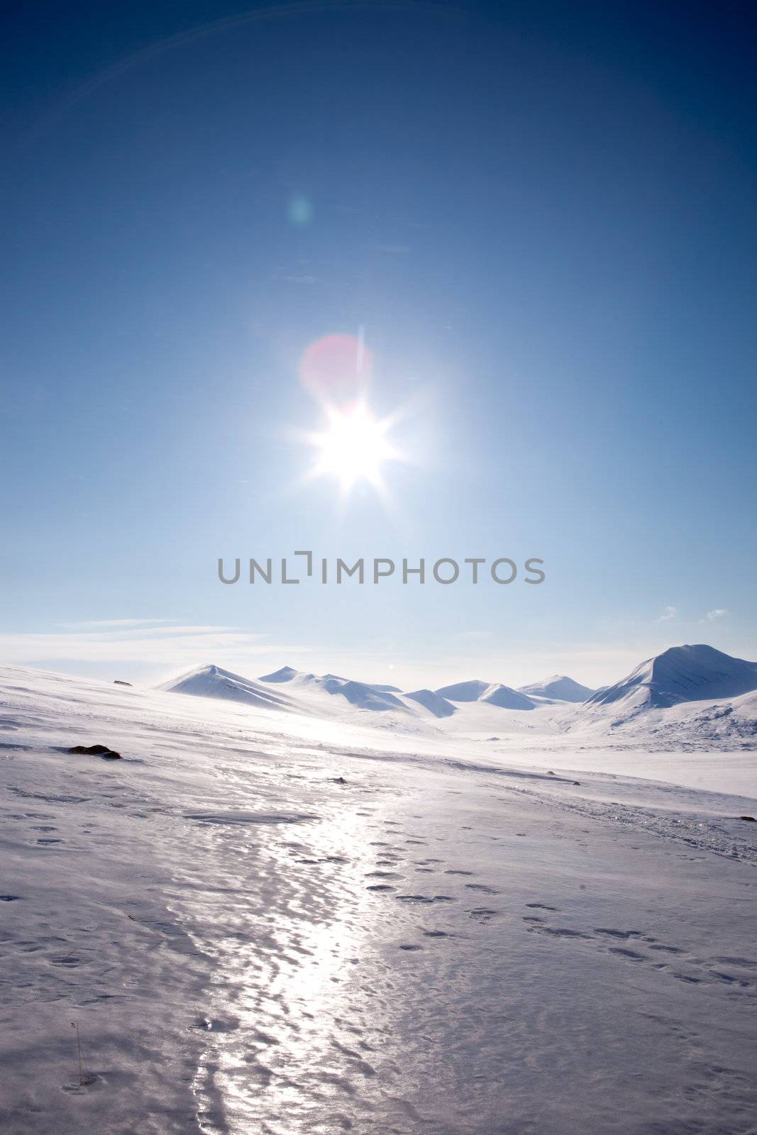 A winter landscape on Spitsbergen Island, Svalbard, Norway