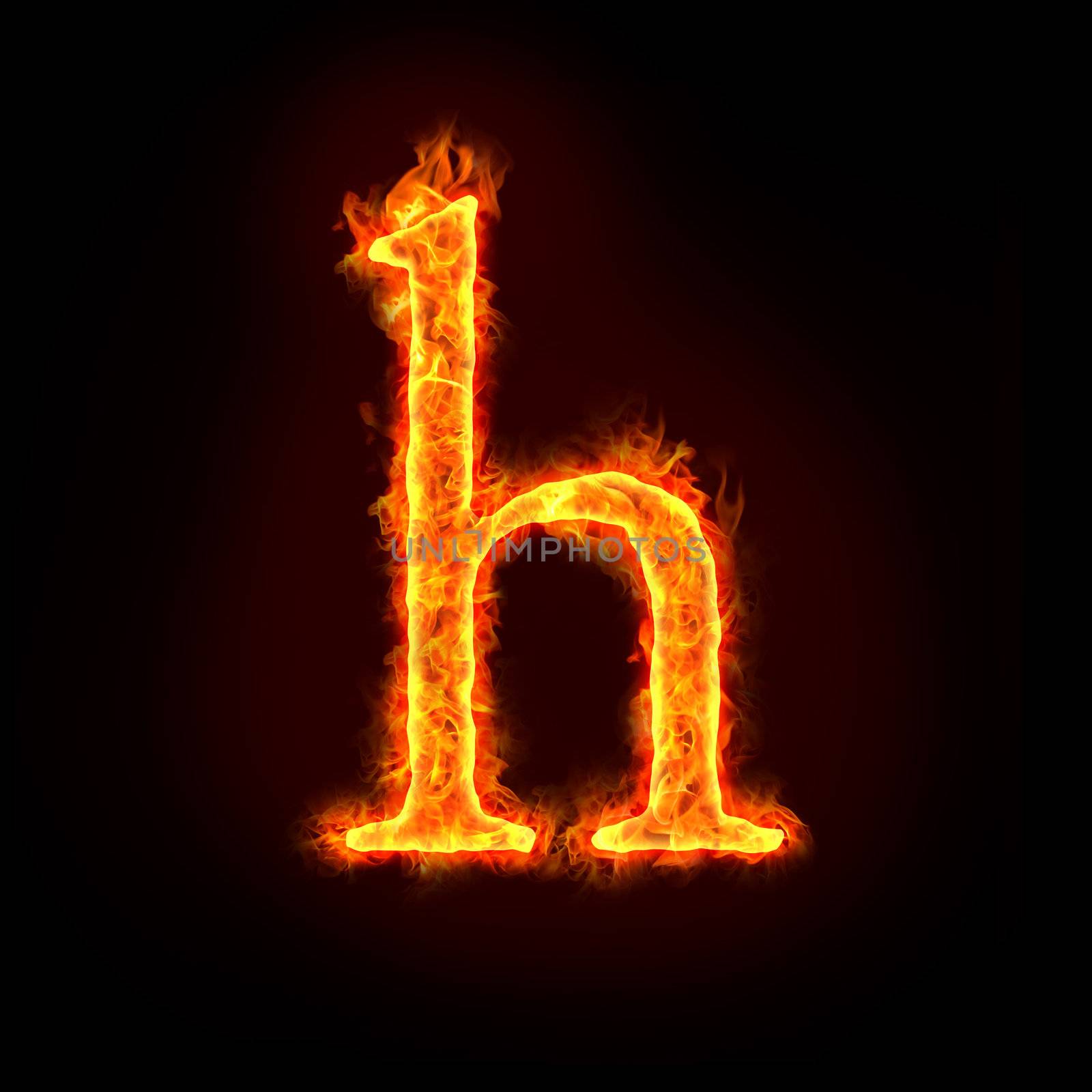 fire alphabets in flame, small letter h