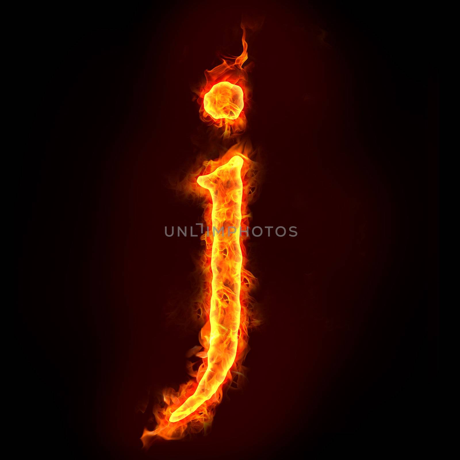 fire alphabets in flame, small letter j
