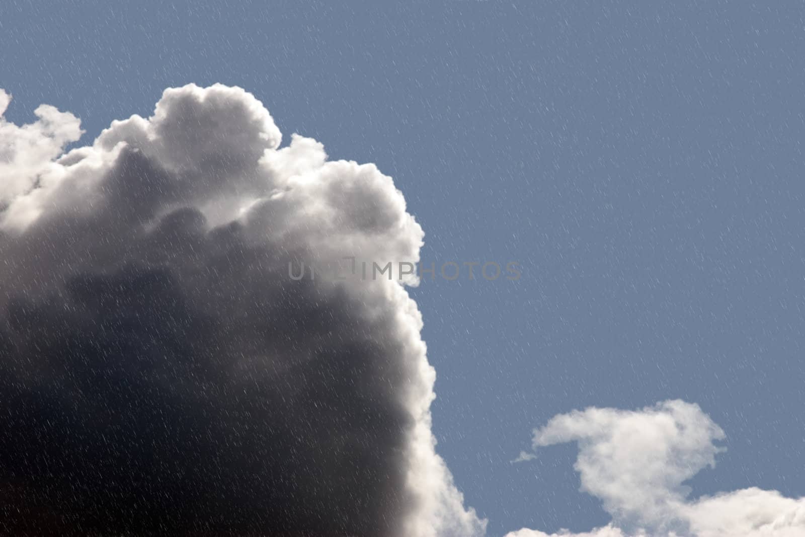 dark clouds and rain shower on a stormy evening