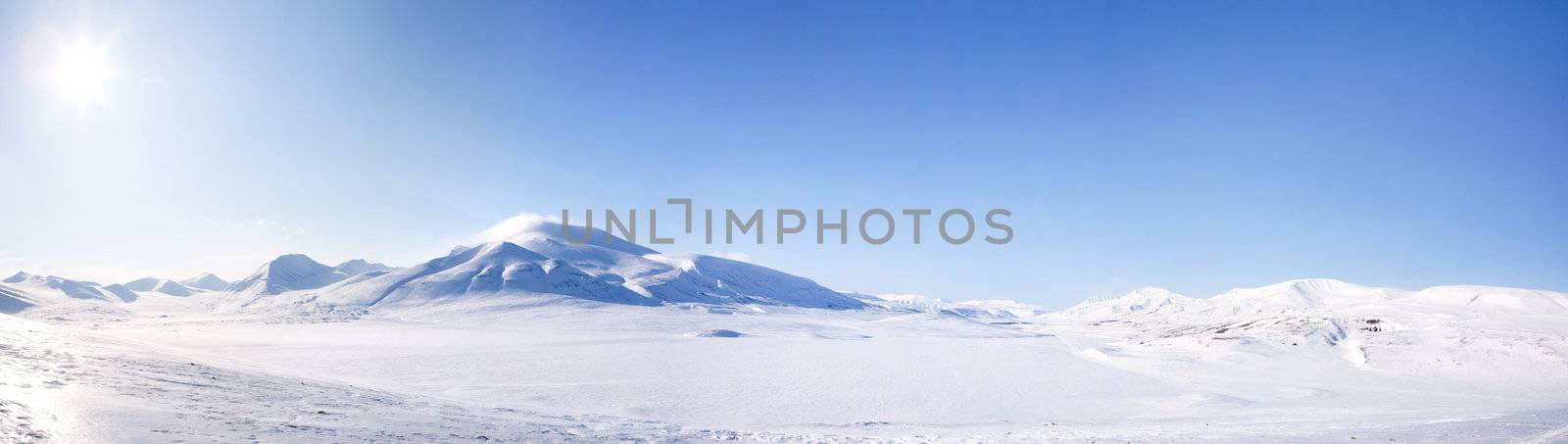 A winter landscape on Spitsbergen Island, Svalbard, Norway